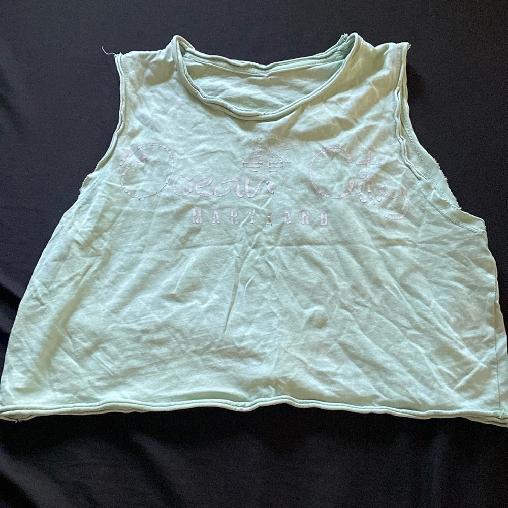 Light blue ocean city crop top